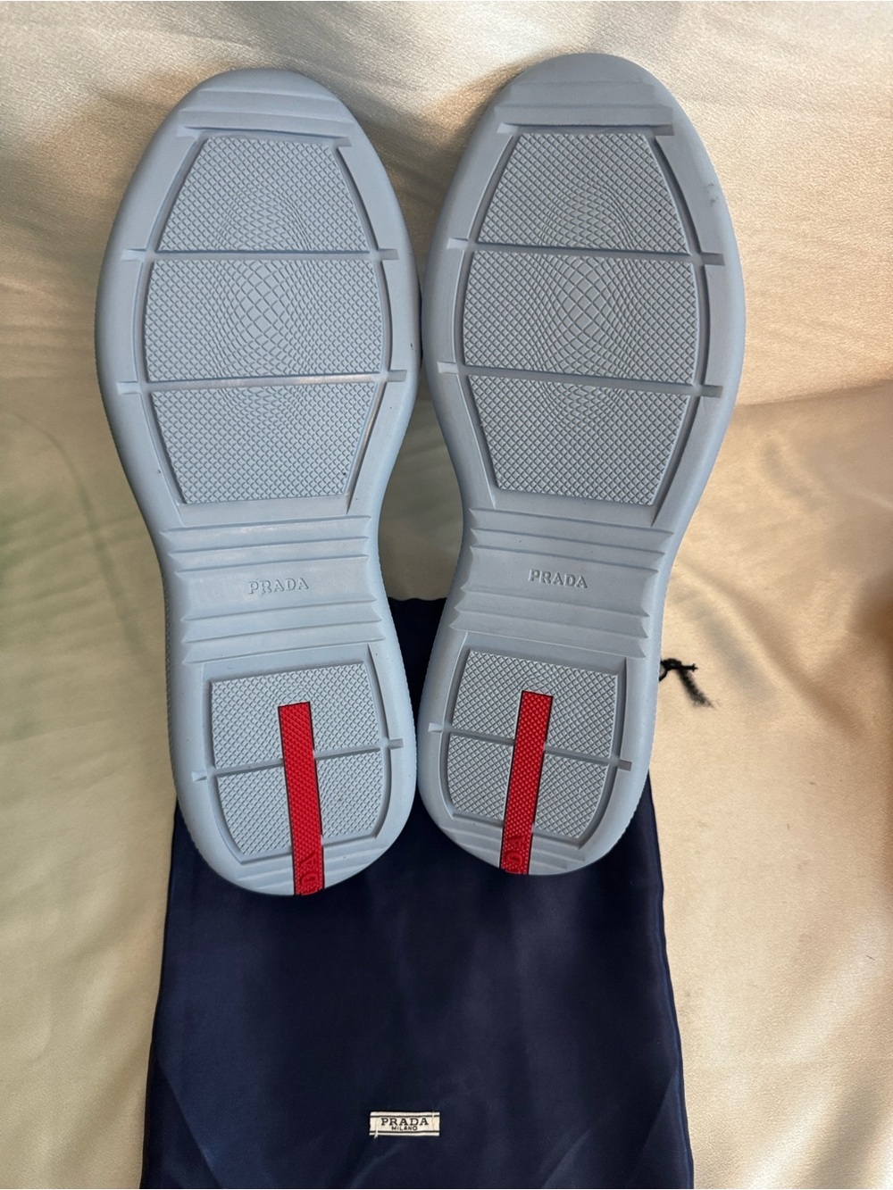 Prada Men’s Sky Blue Mesh & Leather-Trim Sneakers🔥New! Size: 12 - Picture 11 of 12